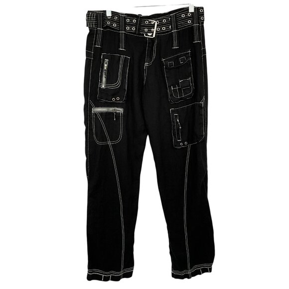 Johnny Was Pants - Pete & Greta Johnny Was Marika Cargo Pants Black Size 4 100% Linen Pockets